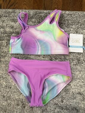 Athleta Girl Pastel Swirl Bikini Set - Lavender, Mint & Pale Blue